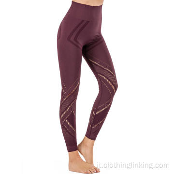 PANTALONI YOGA JACQUARD LEGGINGS SENZA GIUNTE SPORT DONNE